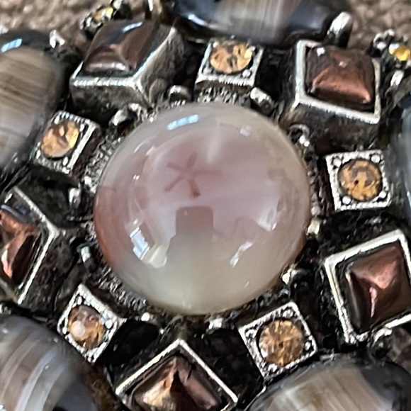 Gerard Yosca Brooch Pin Earthtones Stones Silver Tone - Picture 2 of 5